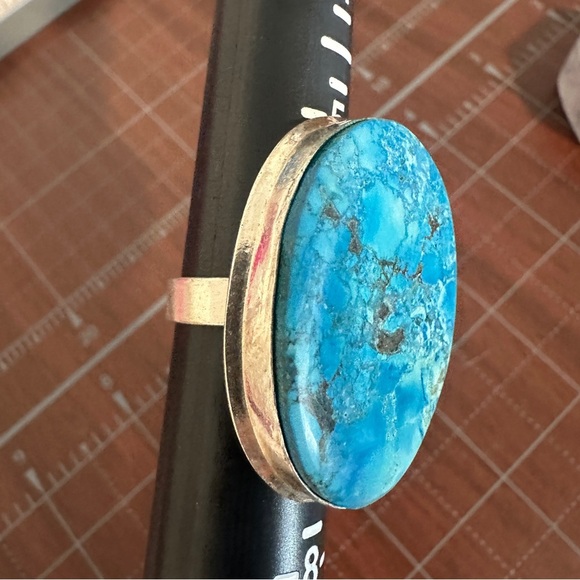Vintage Jewelry - Vintage Turquoise Blue Stone Silver Ring